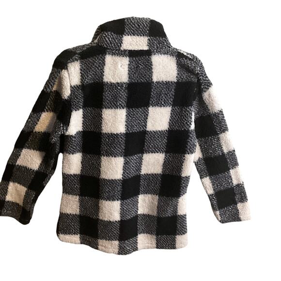 Victory Outfitters Size M 1/4 Zip Black White Buffalo Plaid Fleece Pullover Top - Picture 8 of 12